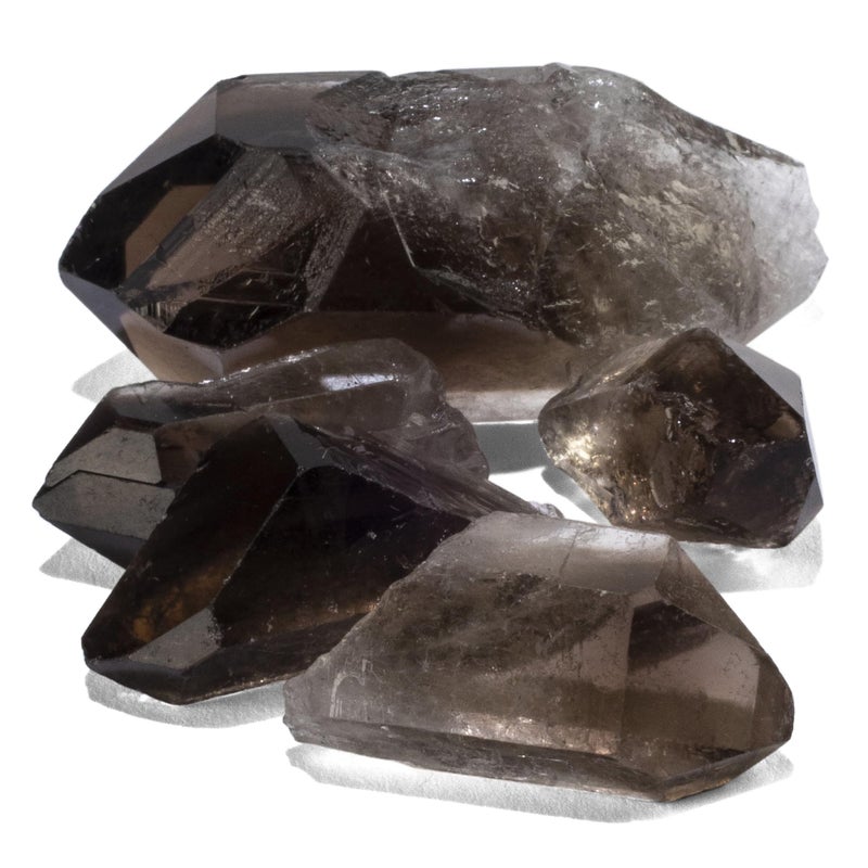 KALIFANO Smoky Quartz Points Bundle 250 Carats Bulk High Energy Raw Lemurian Reiki Morion Cuarzo Crystal Used for Clarity and Purpose Information Card Included Family Owned Operated